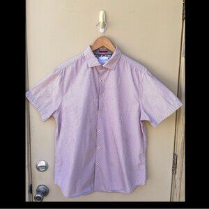 Denim & Flower Ricky Singh Men’s Pink Slim Fit Button-Down Shirt, Size L